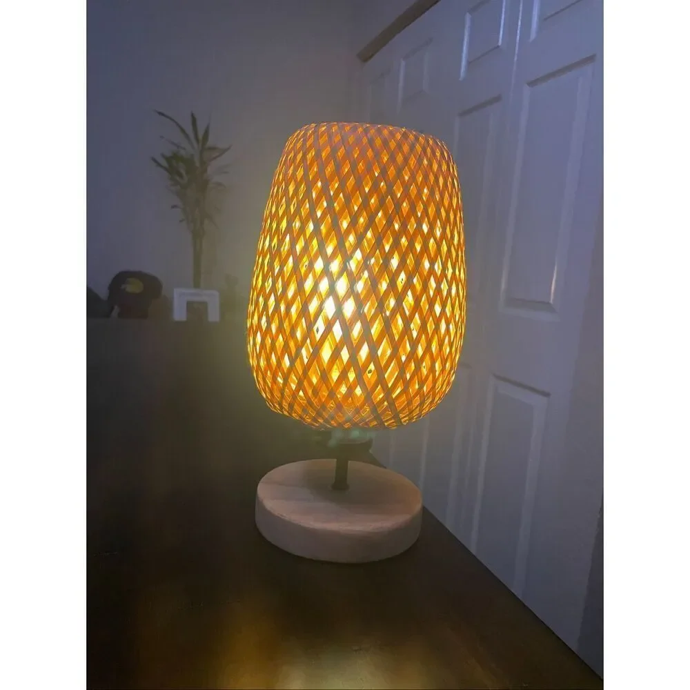 Boutique Bamboo Wicker Rattan Woven Table Lap Boho Home Decor